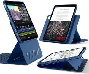 ESR for iPad Air 11 Inch Case M2(2024), iPad Air 6th/5th/4th Gen Case (2024/2022/2020), Removable Magnetic Cover, Adjustable Portrait/Landscape Stand with Raised Screen View, 9 Standing Angles, Blue