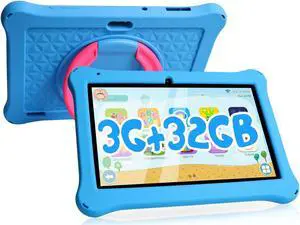 ATMPC Kids Tablet 10 inch Android 13 Tablet for Kids, 3GB RAM+32GB ROM Toddler Tablet with 6000mAh Battery IPS HD Display Support WiFi Bluetooth Parental Control Kids Learing Tablet with Blue Case