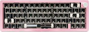 BOYI GMK67-65% Aluminum Alloy Keyboard Kit,Hot-Swappable BT5.0/2.4G/Type-C Tri-Mode Wireless CNC RGB Mechanical Keyboard Gasket Mounted Kit,Customized South-Facing LED Barebones Kit(Pink+Knob)