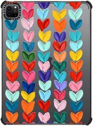 CASETiFY Impact Case for iPad Pro 11" (3rd/4th Gen) - Clear Polka Daub Hearts - Clear Black