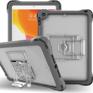 Brenthaven Edge 360 Case Fits iPad 9th | 8th | 7th Generation (10.2-inch) Protective Cover with Screen Protector and Adjustable Stand - Durable Slim Lightweight & Drop Tested Clear Back Shell - Gray