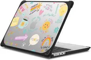 CASETiFY Bounce MacBook Pro 14" (2021/2023) Case [Enhanced Protective Corner Design/Ventilation Cutouts/Anti-Slip Grip] - Keep Growing by Laura Jane Illustrations - Clear Black