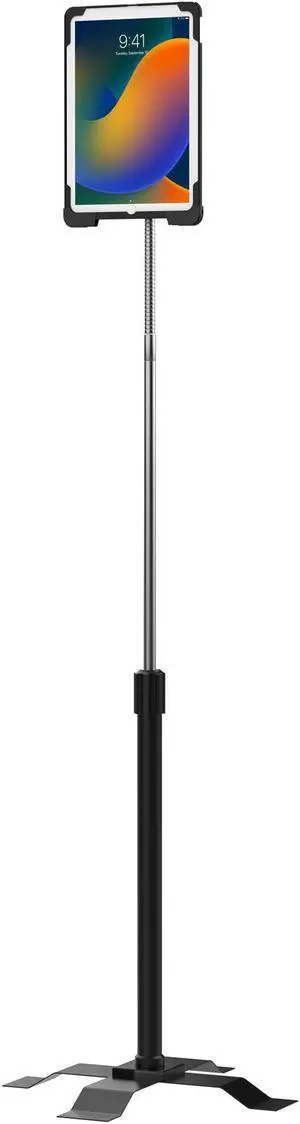 CTA Digital PAD-AFS10 Height-Adjustable Gooseneck Floor Stand for 10.2-Inch to 10.5-Inch Tablets with Security Enclosure