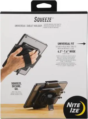 Nite Ize Squeeze Universal Tablet Holder - Tablet Stand Holder for Desks & Tables - Tablet Holder Compatible with Apple iPads, Samsung tablets, and Microsoft tablets - Portable Tablet Holder & Lanyard