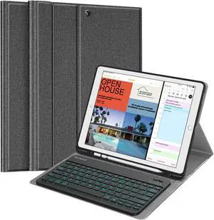 Fintie Keyboard Case - 2017/2015 iPad Pro 12.9 inch (Old Model) 1st & 2nd Gen Case, Soft TPU Protective Cover, [7 Color Backlit] Magnetically Detachable Wireless Bluetooth Keyboard, Gray