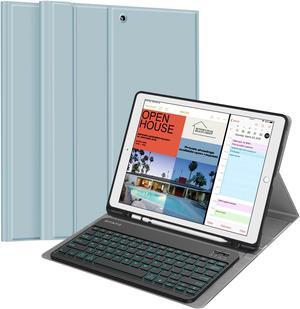 FINTIE Keyboard Case - 2017/2015 iPad Pro 12.9 inch (Old Model) 1st & 2nd Gen Case, Soft TPU Protective Cover, [7 Color Backlit] Magnetically Detachable Wireless Bluetooth Keyboard, Ice Blue