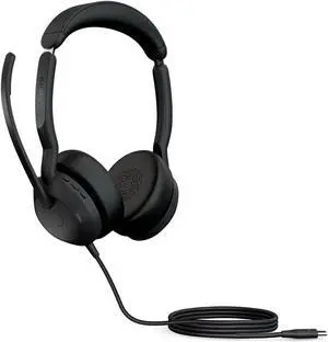 Jabra Evolve2 50 Wired Stereo Headset - with AirComfort Technology, Noise-Cancelling Mics & Active Noise Cancellation - Works with all Leading UC Platforms such as Zoom & Google Meet - Black