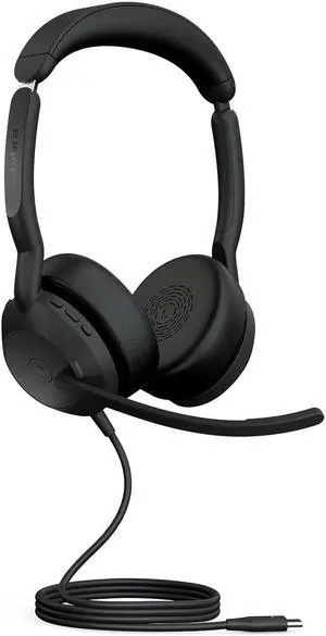 Jabra Evolve2 50 Wired Stereo Headset - with AirComfort Technology, Noise-Cancelling Mics & Active Noise Cancellation - MS Teams Certified, Works with All Other Platforms - Black