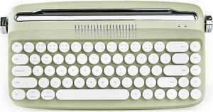 YUNZII Upgraded Wireless Keyboard, Retro Keyboard Typewriter Style with Integrated Stand, USB-C/Bluetooth Keyboard with Cute Round Keycaps for Multi Device for Win/Mac (B307, Sweet Mint)