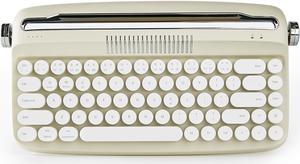 YUNZII Upgraded Wireless Keyboard, Retro Keyboard Typewriter Style with Integrated Stand, USB-C/Bluetooth Keyboard with Cute Round Keycaps for Multi Device for Win/Mac (B307, Sand Beige)