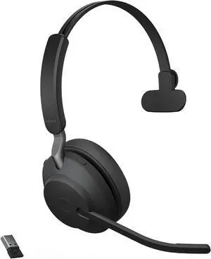 Jabra Evolve2 65 UC Wireless Headset with Link380a, Mono, Black - Wireless Bluetooth Headset for Calls and Music, 37 Hours of Battery Life, Passive Noise Cancelling Headphones