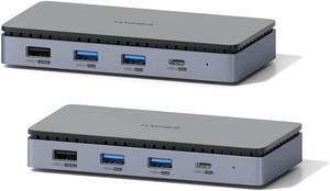 Hagibis Dual Display USB C Docking Station, Delicate USB C Hub 8 in 1 Type C Dongle Adapter with 4K@60Hz HDMI, 100W PD3.0, Gigabit RJ45, USB 3.0 (DK1701A)