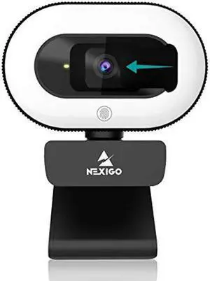 NexiGo StreamCam N930E with Software, 1080P Webcam with Ring Light and Privacy Cover, Auto-Focus, Plug and Play, Web Camera for Online Learning, Zoom Meeting Skype Teams, PC Mac Laptop Desktop