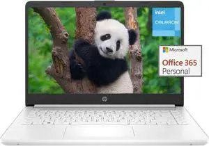 HP 14" Laptop for student and business - HD Display, Intel Quad-Core Processor, 4GB RAM, 128GB Storge(64G eMMC + 64GB Card), Intel UHD Graphics 600, Wi-Fi, Webcam, Win 11 Home in S Mode