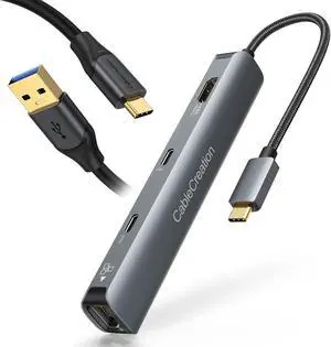 CableCreation 6-in-1 USB-C Hub Bundle with USB C to USB A Cable 5FT 10Gbps