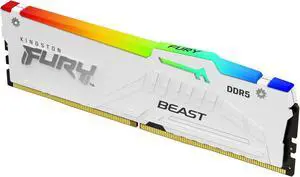 Kingston FURY Beast White RGB 16GB 5200MT/s CL36 DDR5 Expo DIMM | Infrared Syncing | FURY CTRL Software | Overclocking | Plug N Play | AMD Expo | Single Module | KF552C36BWEA-16