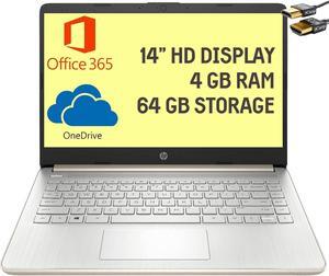 HP Stream 14 Laptop Computer 14" HD Micro-Edge Display Intel Celeron N4020 4GB RAM 64GB eMMC Intel UHD Graphics 600 HDMI USB-C Webcam Office 365 Win 10 (Gold) + HDMI Cable