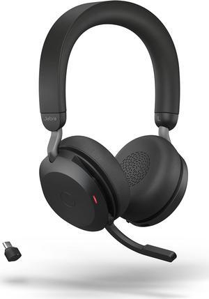 Jabra Evolve2 75 PC Wireless Headset with 8-Microphone Technology - Dual Foam Stereo Headphones with adjustable Advanced Active Noise Cancelling, USB-C Bluetooth Adapter and UC Compatibility - Black