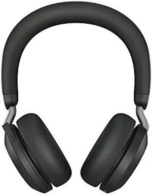 Jabra Evolve2 75 PC Wireless Headset with Charging Stand and 8-Mic Technology - Dual Foam Stereo Headphones with Advanced Active Noise Cancelling, USB-A Bluetooth Adapter and MS Compatibility - Black