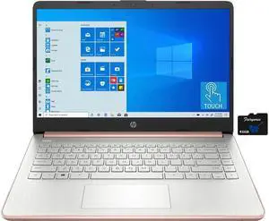HP 14 inch Touchscreen Laptop, AMD 3020e Processor, 4 GB RAM, 64 GB eMMC Storage, WiFi 5, Webcam, HDMI, Windows 10 S with Office 365 for 1 Year + Fairywren Card (Rose Gold)