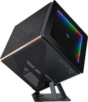 AZZA Regis 902 - Luxury Cube Case | Infinity RGB Panel | 3-Sided Tempered Glass | CNC Milled Aluminum Stand