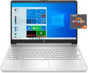 HP 2023 15.6'' HD Touchscreen Laptop AMD 2-Core Ryzen 3 3250U (Beat i3-1115G4) 8GB DDR4 RAM 256GB M.2 SSD AMD Radeon Graphics USB-C HDMI WIFI AC BT Webcam Silver Windows 10 Pro w/RE 32GB USB Drive