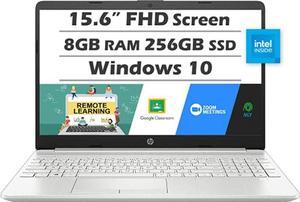hp 15.6" Full HD Laptop (Latest Model), Intel Core i3-1115G4 (Beats i5-8265U), 8GB DDR4 RAM, 256GB PCIe SSD, Fingerprint Reader, Webcam, HDMI, Wi-Fi, Bluetooth, Windows 10 in S Mode, Silver + Nly MP