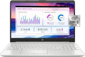 HP 2021 Newest 15 Budget Laptop Notebook, 15.6" HD BrightView Display, i3-10110U, 8GB DDR4 RAM, 256GB SSD, Webcam, WiFi, Bluetooth, Windows 10, Natural Silver