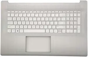 Jxjslp Replacement Upper Case Palmrest for HP 17 cn0023dx 17-cn0273st 17-CN 17-CP 17T-CN 17Z-CP 17.3'' Series Laptop Non-Backlit Keyboard Assembly Top Cover M50458-001 Natural Silver