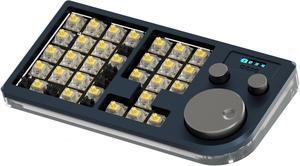 KEEBMONKEY Megalodon 30% Designer Keyboard/Macro Pad QMK/VIA Compatiable with USB Hub Function/30 Keys with Numpad and Knob (Blue)