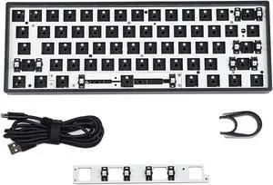 YMDK GH60 GK61 RGB Hot Swap Independent Driver Tyce-C ANSI Mechanical keyboard DIY kit Plastic Case CNC Aluminum Case Plate PCB (Plastic Black GK61X Wired)