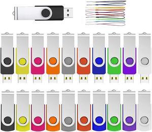 4GB Bulk Flash Drives 20 Pack, ABLAZE USB 2.0 Bulk Thumb Drive with Lanyards Swivel Memory Stick Bulk U Disk 4GB Pendrive Jump Drive Zip Drive USB Pack (4GB 20 Pack,Mixcolors)