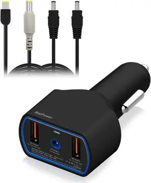 BatPower CCL2 High Power Delivery 120W Laptop Car Charger Compatible with Lenovo ThinkPad Carbon Ultrabook IdeaPad Helix Flex Yoga laptop notebook vehicle charger DC 12v-24v auto adapter