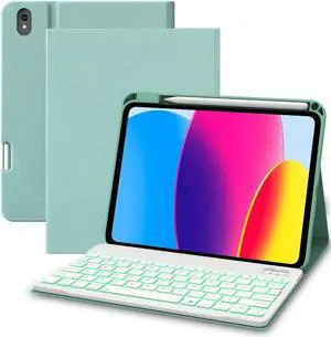 Keyboard Case for iPad 10.9" Air 5th Gen 2022/Air 4th Gen 2020,Pro 11" 3rd Gen 2021/2nd Gen 2020/1st Gen 2018,Built-in Pencil Charging Holder,Backlit Keyboard,Auto Sleep/Wake (Green, 10th-10.9inch)