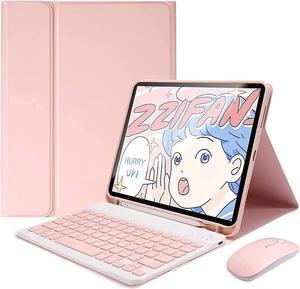 QIYIBOCASE iPad Air 13 inch/iPad Pro 12.9 6th Generation Case with Keyboard and Mouse, iPad Pro12.9 inch 5th/4th/3rd Gen Keyboard Case with Pencil Holder, Detachable Magnetic Keyboard Case (Pink)