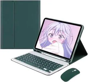 QIYIBOCASE Galaxy Tab S7FE/S8 Plus/S7 Plus Case with Keyboard and Mouse, Candy Detachable Magnetic Keyboard Case with Mouse&S Pen Holder for Galaxy Tab S8+ /S7 FE /S7+ Tablet (Teal)