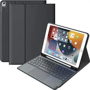 CHESONA iPad Keyboard 9th Generation 10.2 inch, Detachable Wireless with Trackpad, Pencil Holder, Flip Stand Keyboard Case for iPad 9th/8th/7th Gen 10.2"