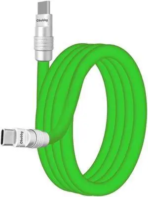 chubbycable Chubby 3.0 Fast Charging Cable Durable Soft Silicone USB C Cable 240W Extra Thick Phone Charger Cord Data Transfer Type C Cable, Green, Type-C to Type-C, 19.6 FT