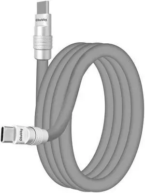 chubbycable Chubby 3.0 Fast Charging Cable Durable Soft Silicone USB C Cable 240W Extra Thick Phone Charger Cord Data Transfer Type C Cable, Gray, Type-C to Type-C, 19.6 FT