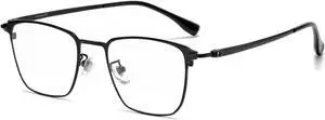 Cyxus Men Blue Light Blocking Glasses Half Rimless Computer Gaming Glasses Square Fashion Glasses for Men 8142 Black