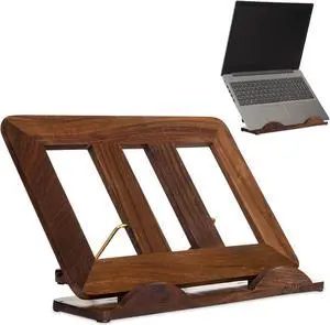 Wooden Ergonomic Laptop Stand Tablet Riser Adjustable Computer MacBook Stand for Desk Portable Universal Notebook Laptop Holder with Multiple Angle Upto 17.3 inches All Laptop (Large- Sheesham Wood)