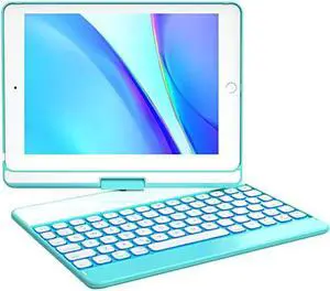 Earto iPad 6th Generation Case with Keyboard, iPad 5th Generation Keyboard, iPad Air 2,Air 1, Pro 9.7 inch, 7 Color Backlit, 360deg Roatate Wireless Keyboard Case, ICE Green