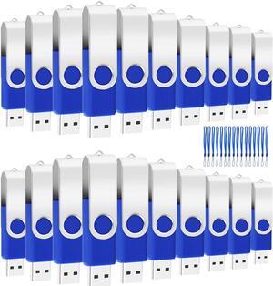 20 PCS 4GB EASTBULL USB 2.0 Metal 4GB flash drive Bulk Thumb drive pack Swivel USB (Blue 20Pack)