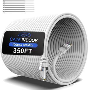 350 Feet Cat6 Ethernet Cable, Cat 6 Patch Cable, Cat6 Internet Cable, POE, UTP Network Cable, Indoor and Outdoor, 24AWG CCA, Compatible for PC, TV, Router, Switch, Server, with 25 Cable Ties - White 350 Feet Cat6 Ethernet Cable, Cat 6 Patch Cable, Cat6 Internet Cable, POE, UTP Network Cable, Indoor and Outdoor, 24AWG CCA, Compatible for PC, TV, Router, Switch, Server, with 25 Cable Ties - White