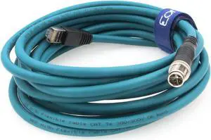Eonvic Cognex Industrial Camera Ethernet M12 X-type 8 Pin Male to RJ45 Cat-7e high-flex Cable (5M, Blue)