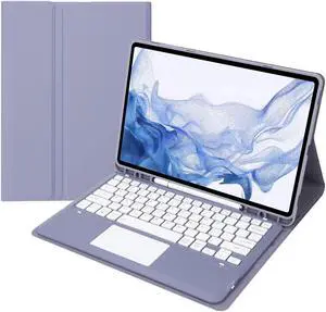 AnMengXinLing Keyboard Case for iPad Air 6th Generation 11 inch/iPad Air 5th / 4th Gen with Pencil Holder, Soft TPU Back Cover with Detachable Touchpad Keyboard for iPad Air6/Air5/Air4, Purple