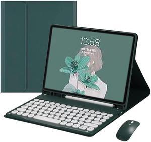 AnMengXinLing Keyboard Case with Mouse Combo for Galaxy Tab S6 Lite 10.4 Inch 2024/2022/2020,Round Keys Detachable Magnet Keyboard Slim Stand Cover with S Pen Holder, Teal