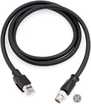 HangTon Ethernet Network Cable for Basler Baumer Matrix 320 220 Cognex Keyence PLC Router Switch Camera Sensor Reader, M12 8 Pin X Coded RJ45 Cat 6A 2M