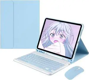 kaidisen Keyboard Case Mouse for Galaxy Tab S9 11 inch/Tab S9 FE 10.9 inch/Tab S8 11 inch/Tab S7 11", Detachable Cute Color Keyboard Case Support S Pen Charging,Sky Blue
