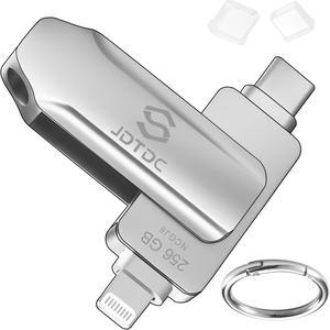 JSL JDTDC Apple MFi Certified 256GB Photo-Storage-Stick-For-iPhone-15-Flash-Drive External-Backup-Storage-iPhone-USB-Drive iPad Lightning USB C Photo-Stick Android Thumb-Drive-for-iPhone-Memory-Stick